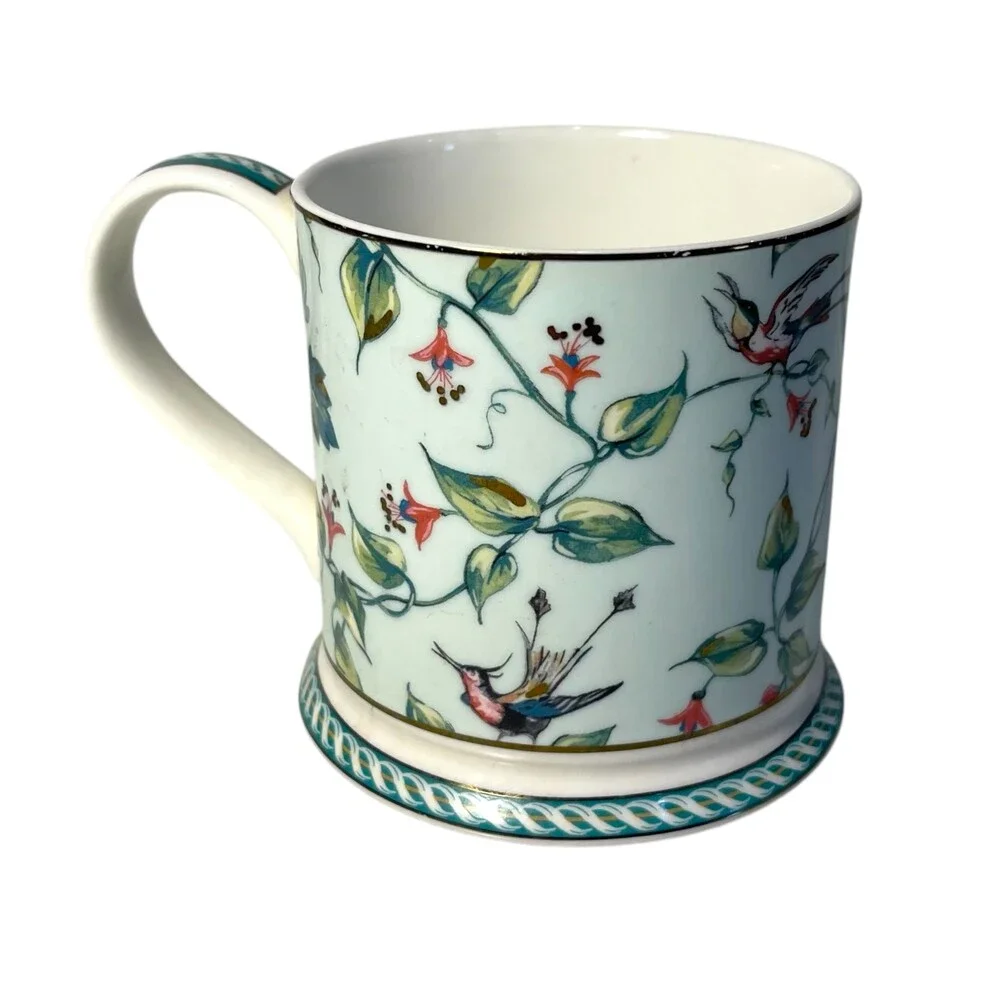 Queens Fine Bone China Floral Vines Teacup Bird Porcelain Tea Cup Grandmillenial